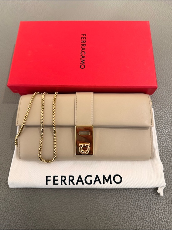 Salvatore Ferragamo Handbags - $995 Salvatore Ferragamo Hug Wallet Chain - Stone
